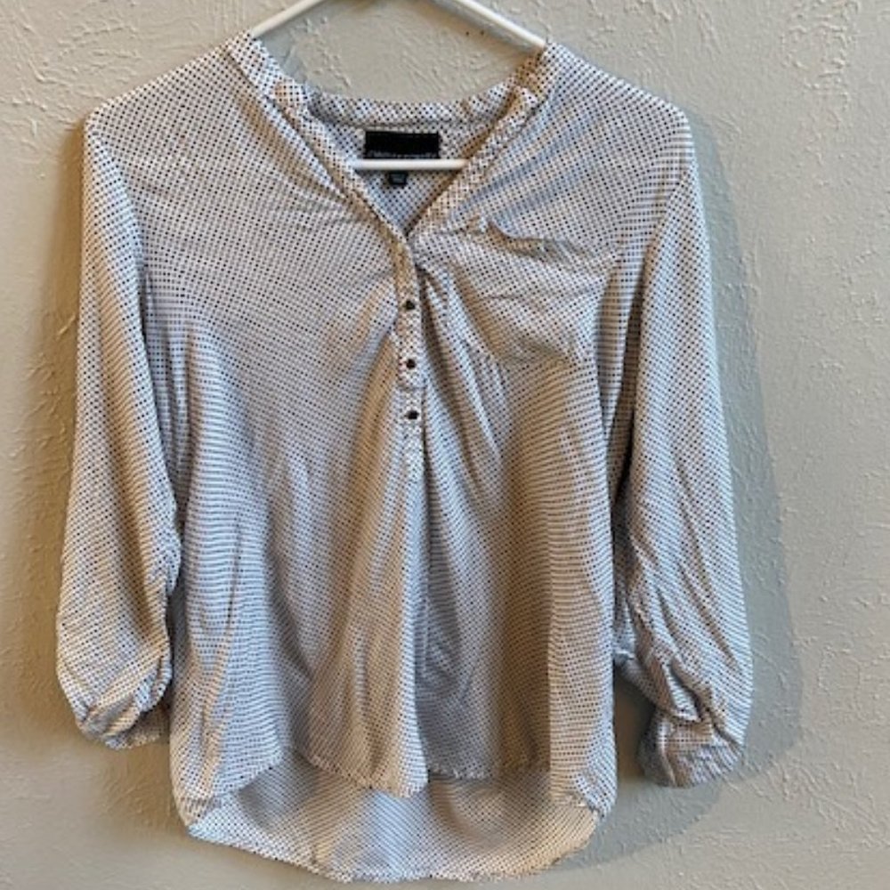 Half Button-Up Black and White Top